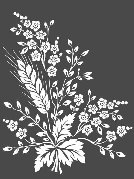 Vector floral design element for page decoration. Flowers with ear of ...