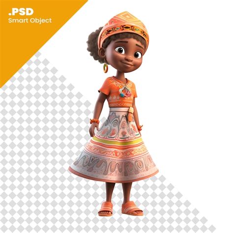 Renderización digital en 3d de una linda chica afroamericana aislada en