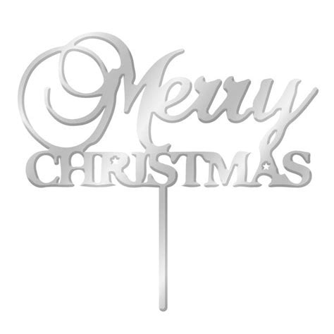 Merry Christmas Silver Mirror Acrylic Cake Topper Kiwicakes