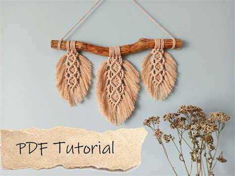 Macrame Feather PDF Tutorial Beginner Level Pattern Leaf Etsy