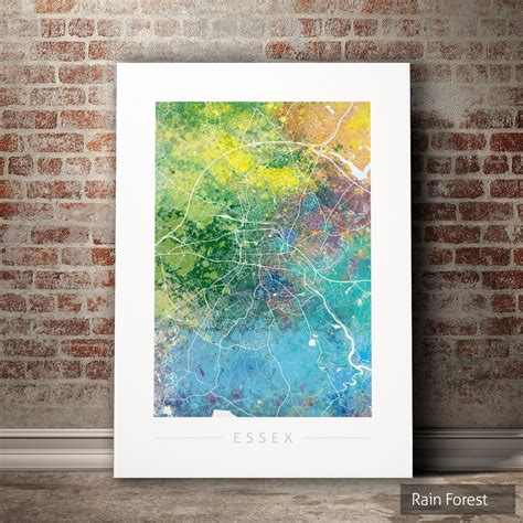 Essex Map City Street Map of Essex, England UK Art Print Watercolor ...