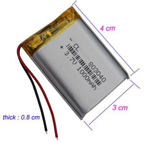 V Mah Rechargeable Mm Thick Polymer Li Battery Lipo