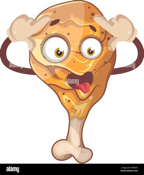 Crazy Fried Chicken Drumstick Illustration Vector On White