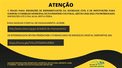 Edital De Chamamento Prefeitura Municipal De Olaria MG