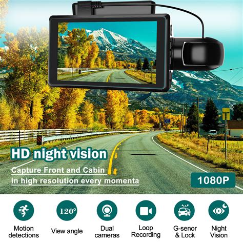 1080P Dual Lens Car Dash Cam Recorder G Sensor DVR Front And Rear