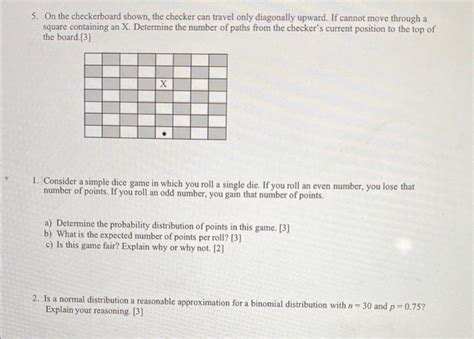 Solved 5 On The Checkerboard Shown The Checker Can Travel