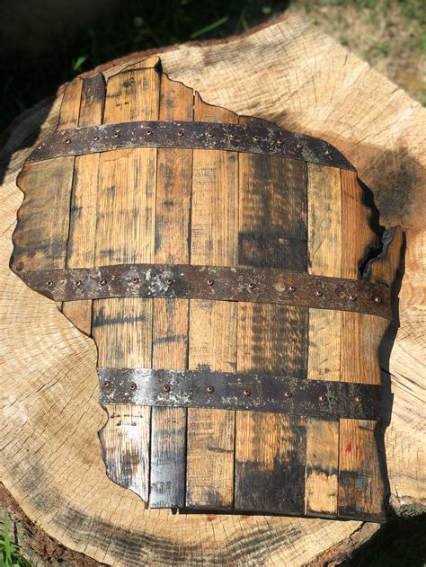 Wisconsin State Bourbon Barrel Wood Cutout With Rings Etsy