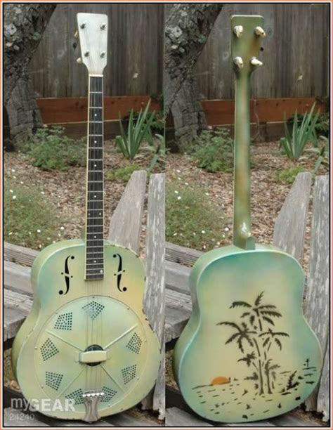 1933 National Resonator Tenor Guitar In Green Finish Tenor Guitar Cocktail Drum Kit