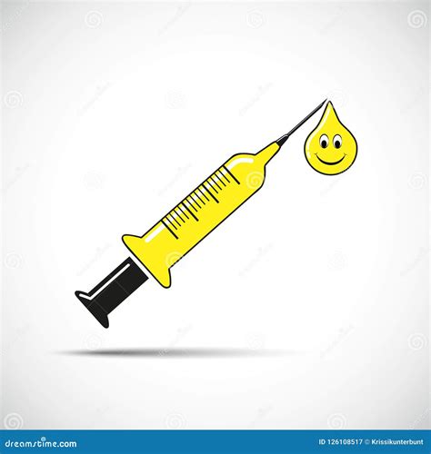 Syringe for Happy Injection with Needle and Emoji Stock Vector ...