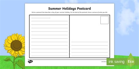 Summer Holidays Postcard - Worksheet - KS2 (teacher made)