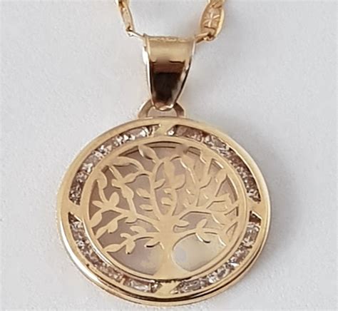 Cadena Con Medalla Dije Arbol De La Vida Oro S Lido K En