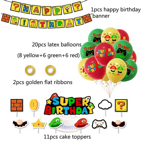 rosepartyh Super Mario Birthday Decorations Super Mario Birthday ...