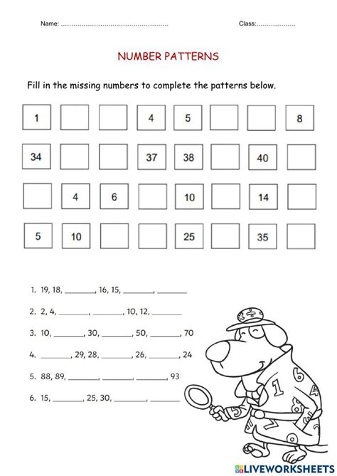 Number Patterns Online Exercise For Grade 1 Live Worksheets