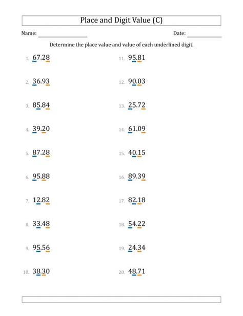 Tenths And Hundredths Worksheets