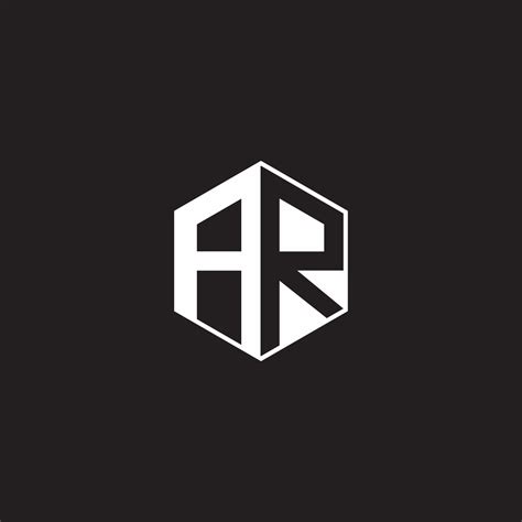 AR Logo Monogram Hexagon With Black Background Negative Space Style