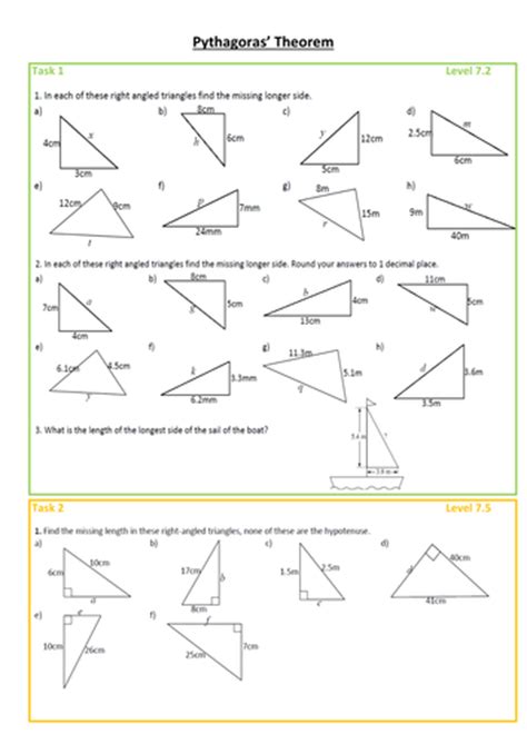 Pythagoras Worksheet Differentiated Levelled And With Answers On