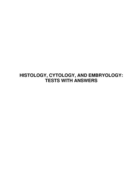 SOLUTION Histology Cytology And Embryology Tests With Answers Big Quiz