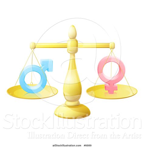 Vector Illustration Of A 3d Gold Scale Balancing Gender Symbols By