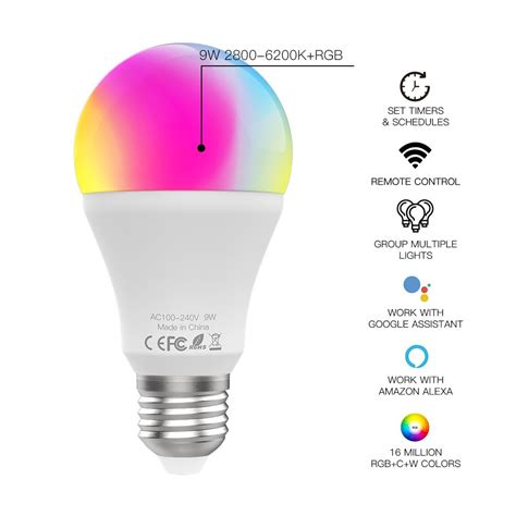 Wifi Smart Led Light Bulb Dimmable Lamp W Rgb C W Color Changing