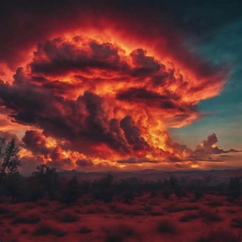 Premium Photo | Red cloud fire sky background for horror poster design ...