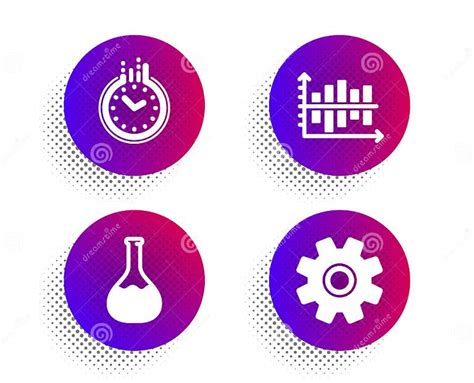 Diagram Chart Chemistry Lab And Time Icons Set Service Sign