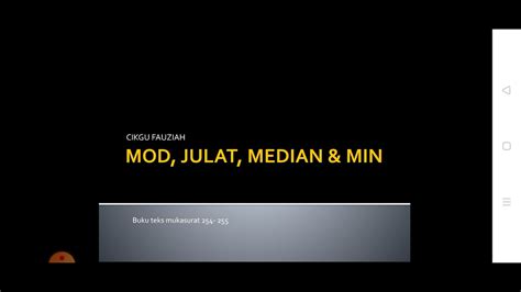 Tahun Mod Julat Median Min Youtube