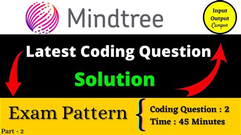 MindTree Latest Coding Question With Solution Mindtree Exam Pattern