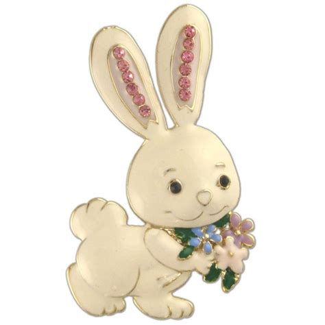 Crystal Rhinestone Rabbit Easter Pin Brooch Made With Swarovski