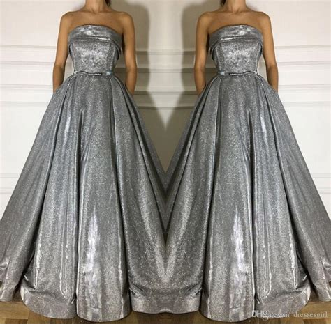 Venta Vestidos De Noche Color Gris Plata En Stock