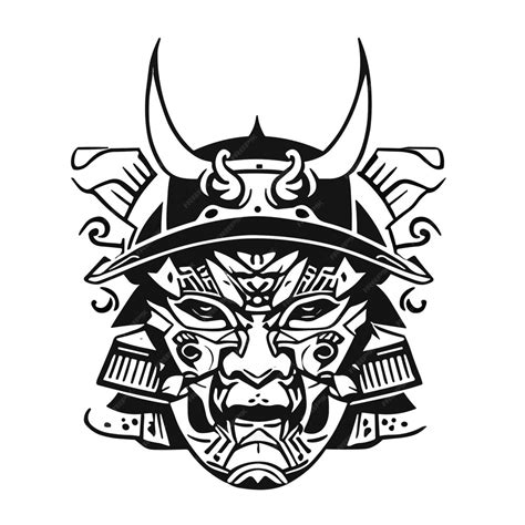 Premium Vector A Samurai Mask With A Helmet And A Helmet