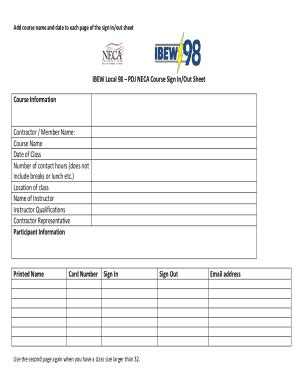 Fillable Online IBEW Local 98 Course Approval Form Fax Email Print