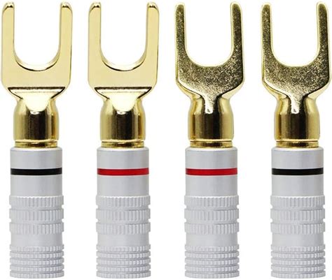 CERRXIAN Gold Plated 45 Degree Y Speaker Spade Connectors Fork Terminal