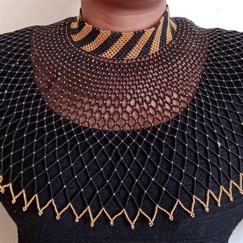 On Sale Black And Gold African Beaded Necklace Zulu Necklace Etsy