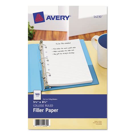 Mini Size Binder Filler Paper 7 Hole Side Punched 55 X 85 College