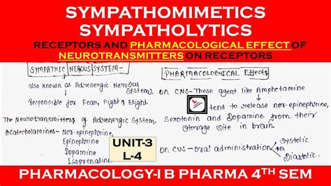 Sympathomimetics Sympatholytics Adrenergic Drugs Unit