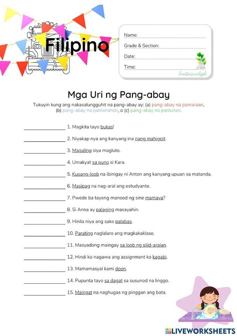 Mga Uri Ng Pang Abay Worksheet Live Worksheets – Themelower