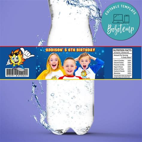 Funsquad Birthday Water Bottle Label Template Createpartylabels