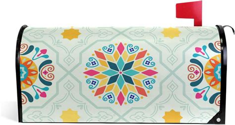 Wellsay Modern Geometric Yellow Mandala Magnetic Mailbox Cover Standard