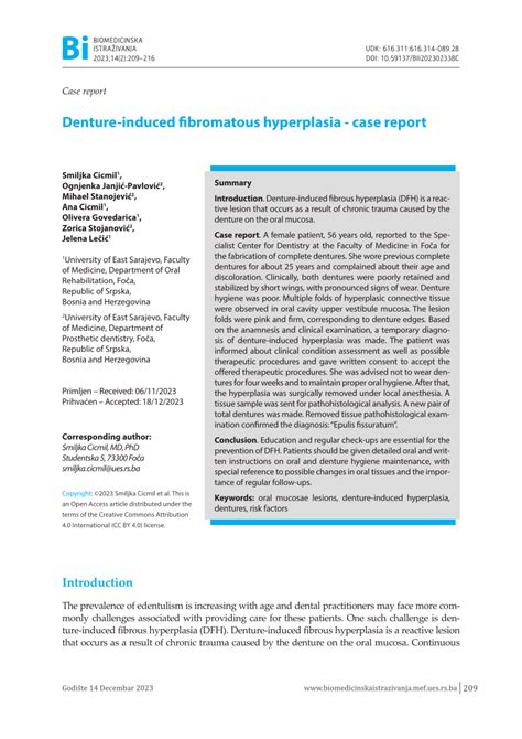 Pdf Denture Induced Fibromatous Hyperplasia Case Report