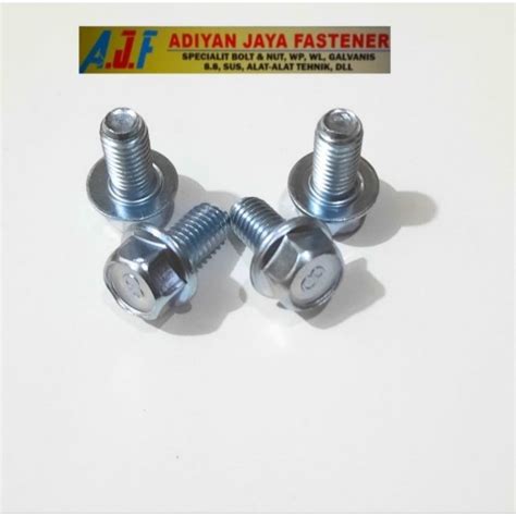 Jual BAUT FLANGE FLANGE BOLT DRAT BAUT 12 8X16 BESI GALVANIS PUTIH