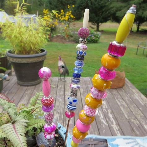 Beaded Fairy Garden Stakes Etsy