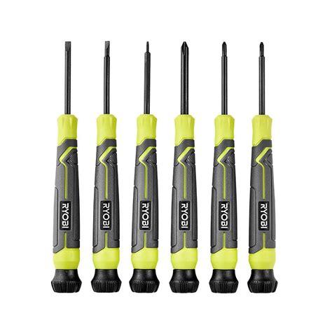 RYOBI 6 Piece Precision Screwdriver Set With Cushion Grip Handles