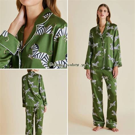 Olivia Von Halle Lila Silk Satin Pyjamas Set Womens Fashion New