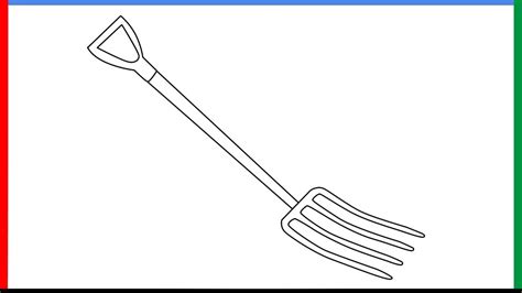 How To Draw A Gardening Fork Step By Step For Beginners Youtube