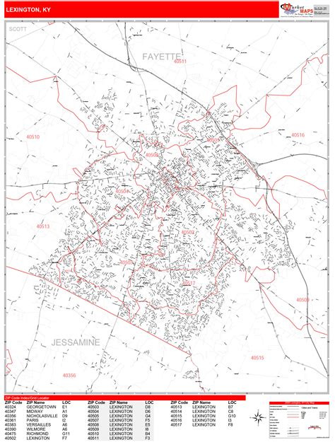 Lexington KY Zip Code Map