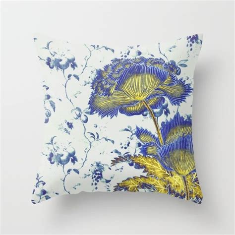 Productfloral Chinoiserie In Blue And Goldpillow Gold Throw Pillows