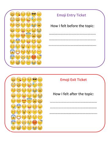 Emoji Entry And Exit Ticket For Any Topic Teaching Resources