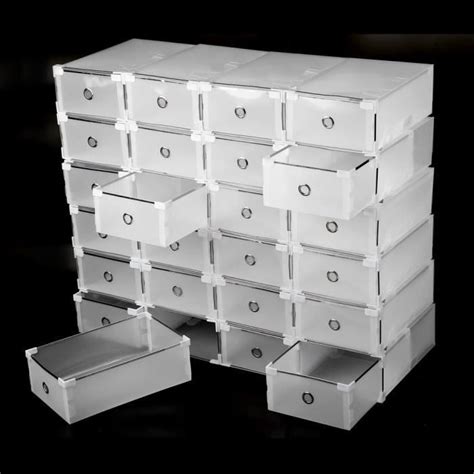 24pcs Pliant Boîtes à chaussures transparent Portable Box de rangement