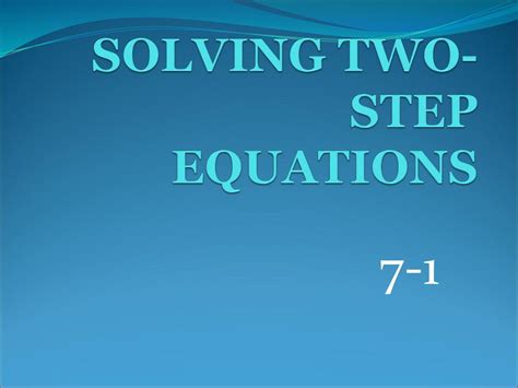 Solving Two Step Equations Ppt Download