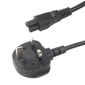 KC CABLE UK Laptop Power Cable 2M BS 1363 To C5 Cloverleaf Power Cord